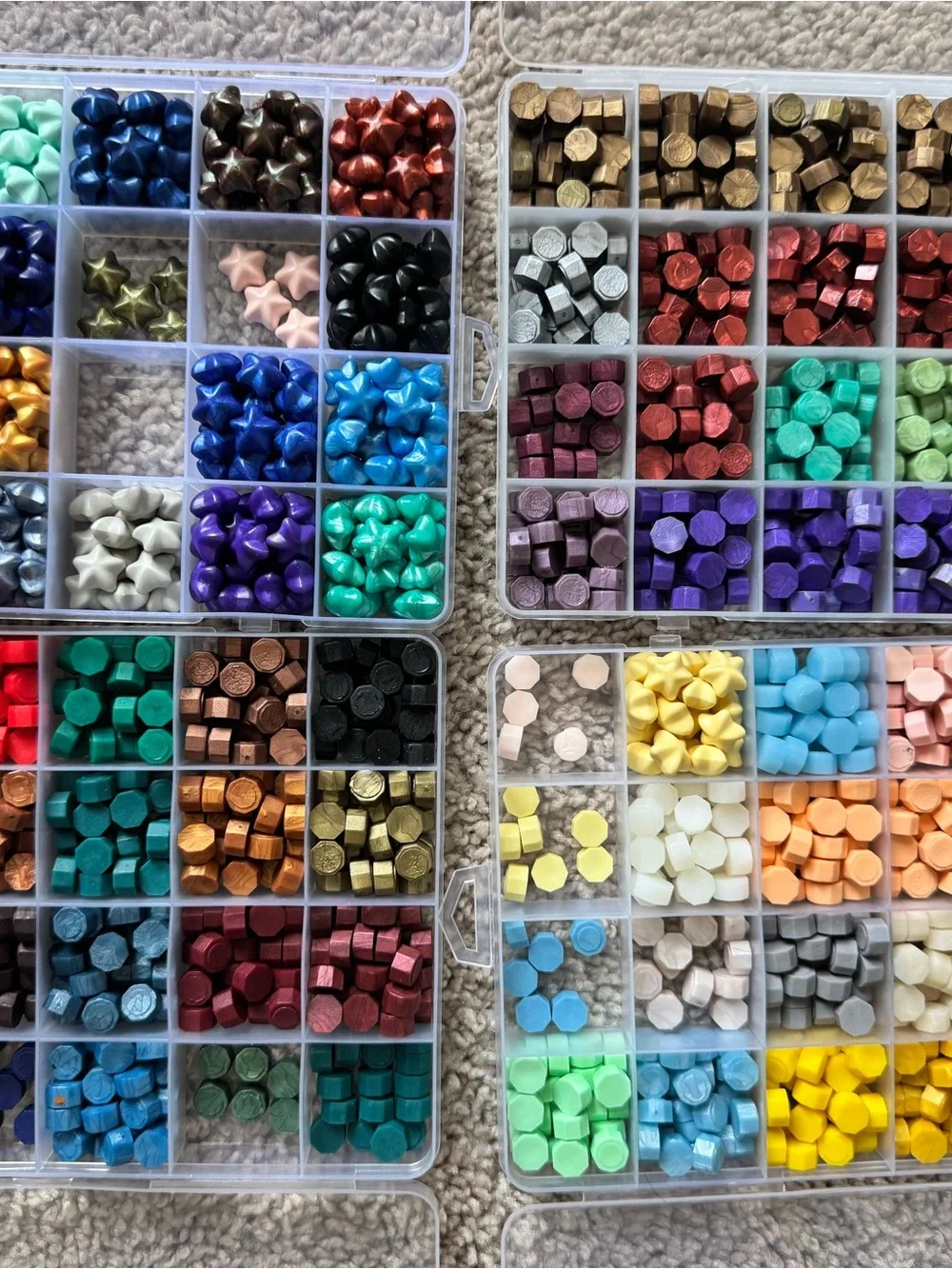 Assorted Colored Sealing Wax Beads Organizer - Clear Storage Case